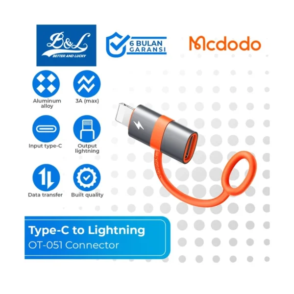 مبدل USB-C به لایتنینگ مک دودو مدل OT-051