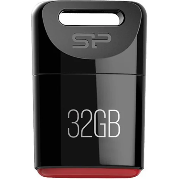 فلش مموری 32 گیگابایت سیلیکون پاور مدل Touch T06، دارای رابط‌های USB 2.0 و USB 1.1، سرعت استاندارد انتقال اطلاعات 480 مگابیت بر ثانیه